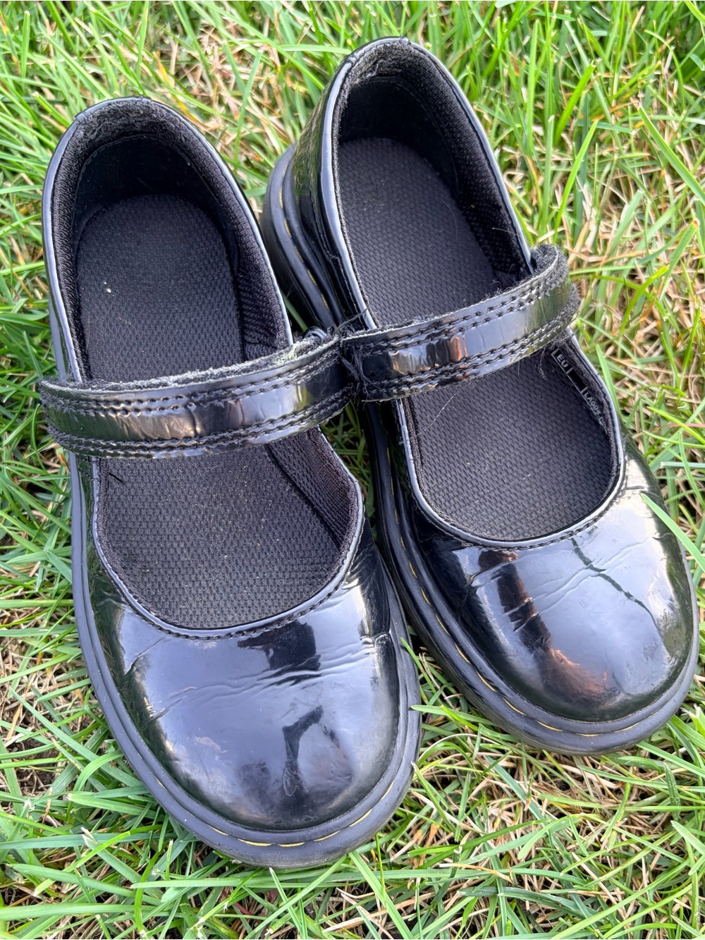 Dr. Martens Girls Black Patent Mary Jane Shoes with Strap